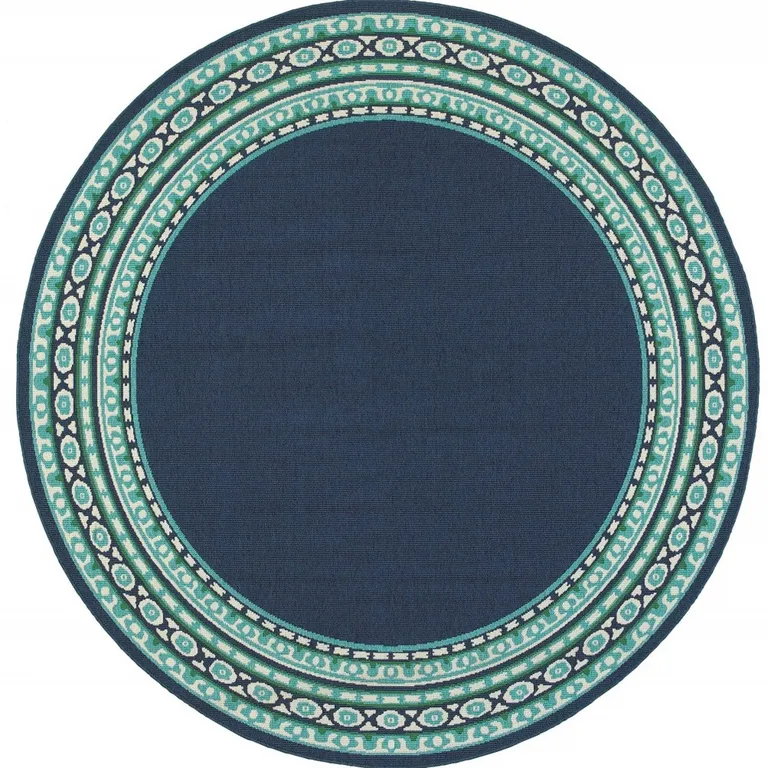 Navy and Green Geometric Indoor Outdoor Area Rug Photo 3