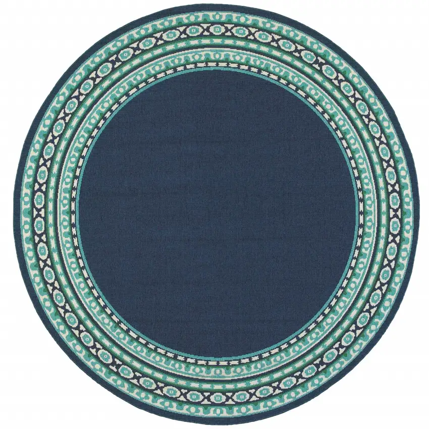 Navy and Green Geometric Indoor Outdoor Area Rug Photo 1