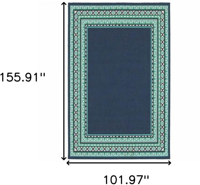 Navy and Green Geometric Indoor Outdoor Area Rug Photo 8