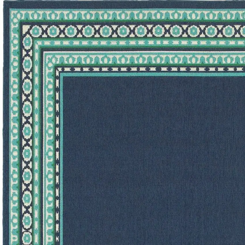 Navy and Green Geometric Indoor Outdoor Area Rug Photo 6