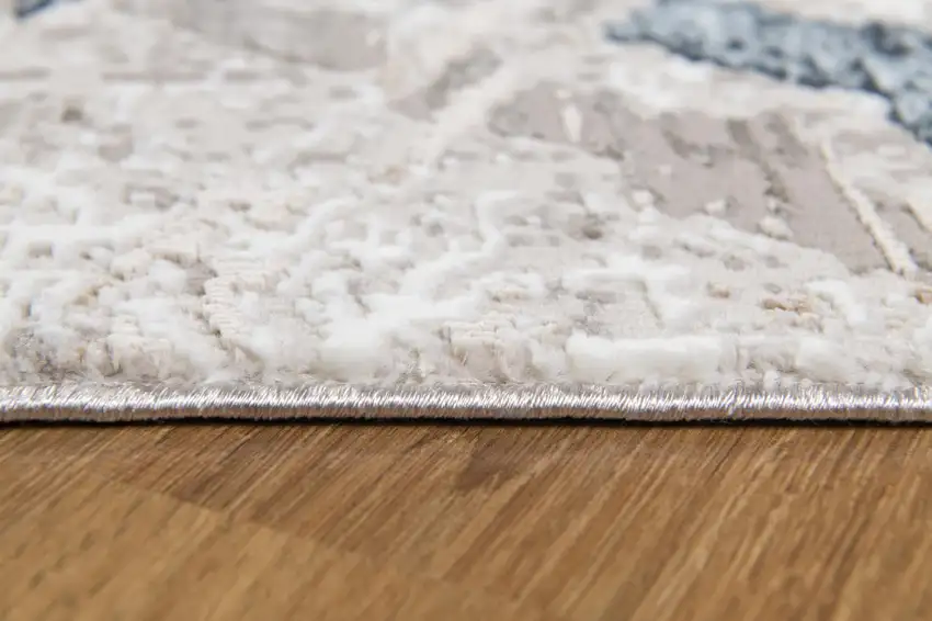 Navy and Ivory Abstract Distressed Area Rug Photo 4