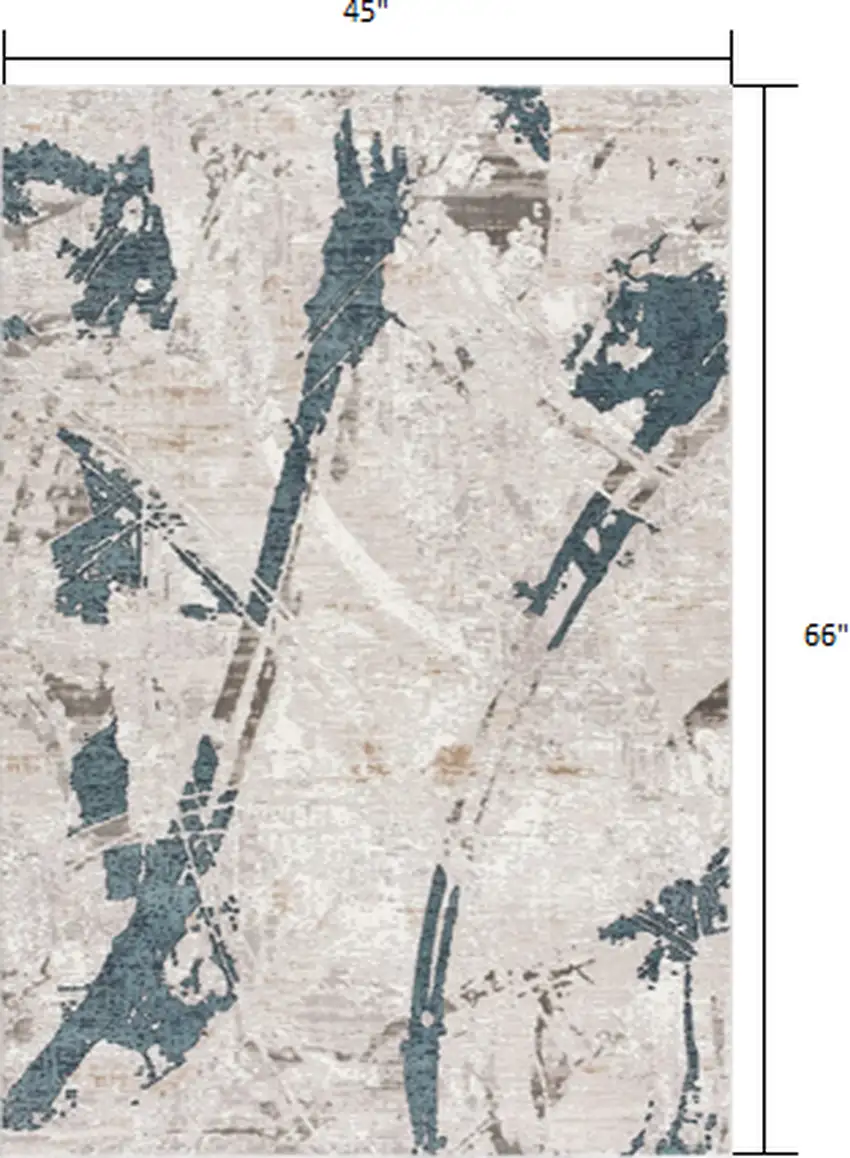 Navy and Ivory Abstract Distressed Area Rug Photo 1