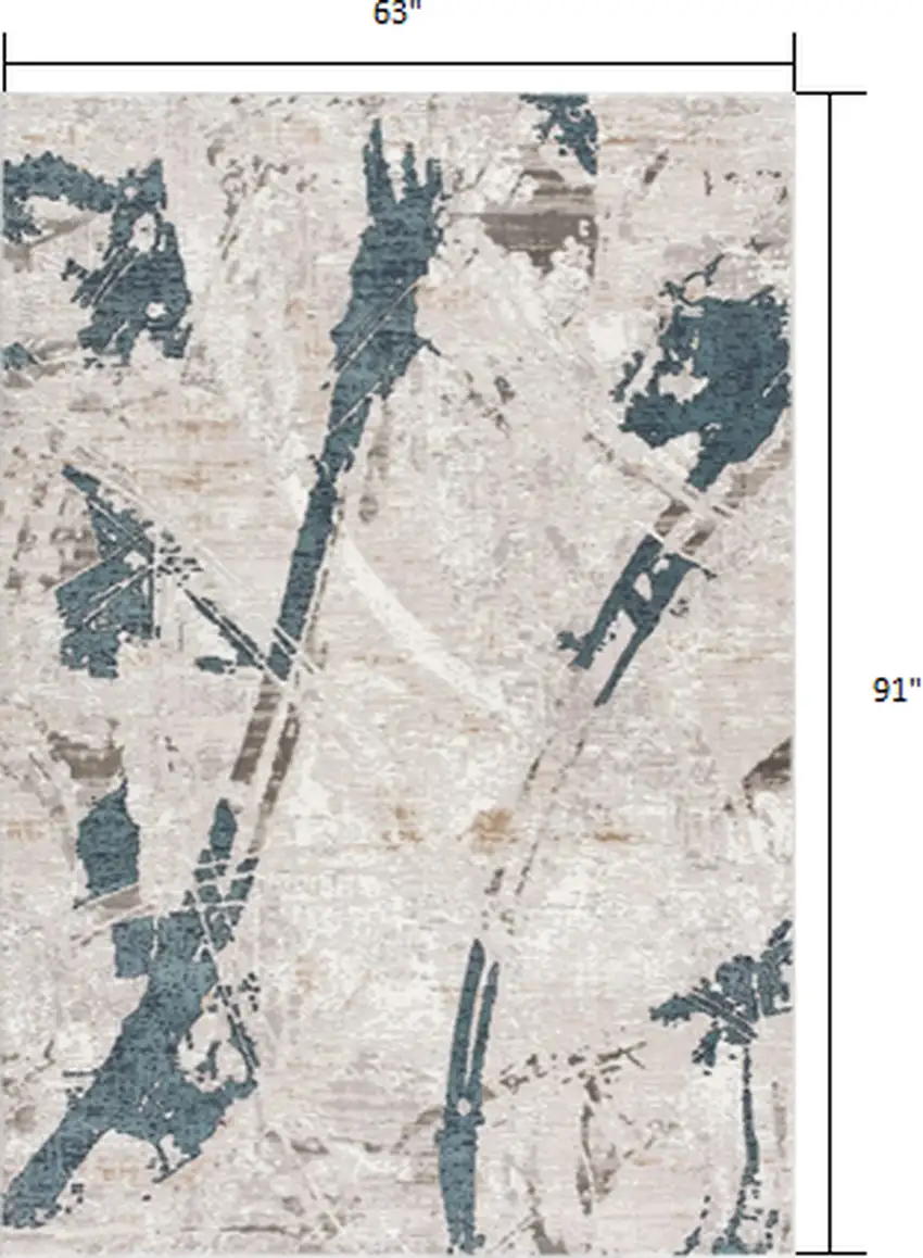 Navy and Ivory Abstract Distressed Area Rug Photo 1