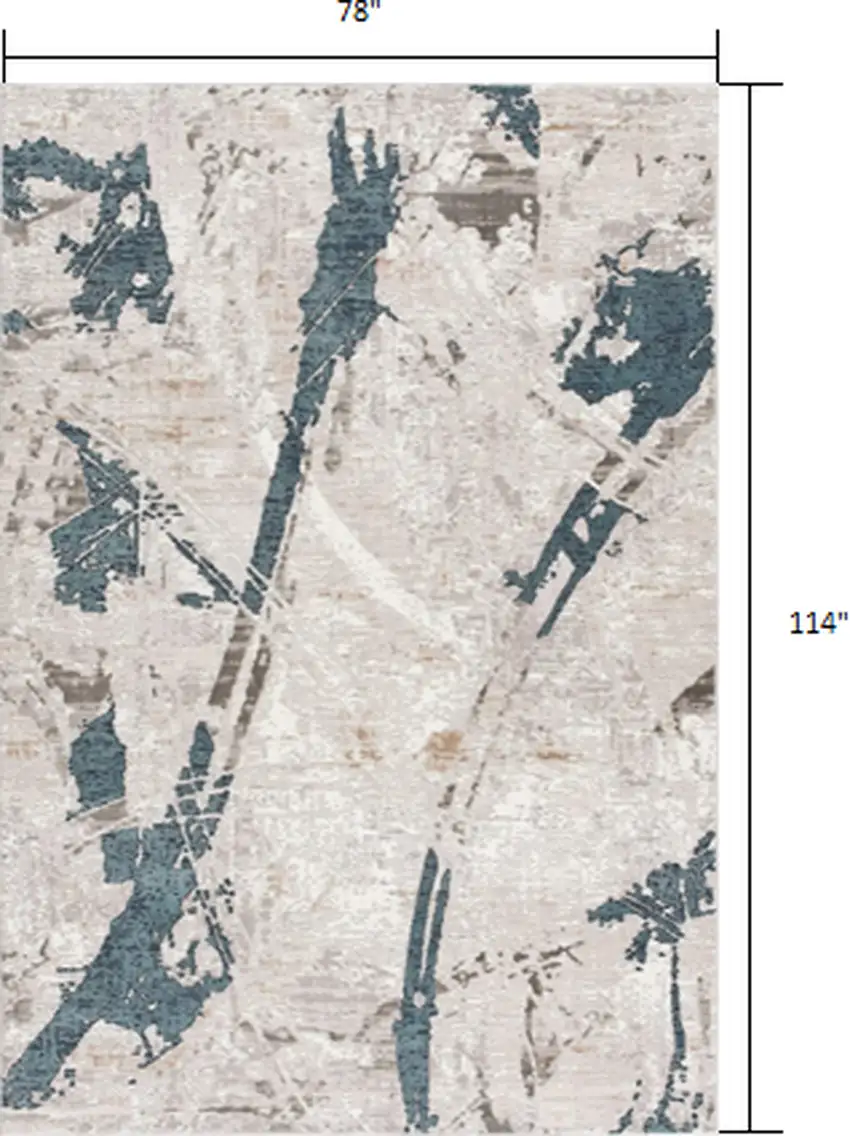 Navy and Ivory Abstract Distressed Area Rug Photo 1