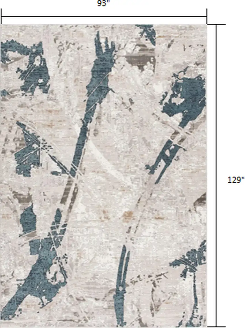 Navy and Ivory Abstract Distressed Area Rug Photo 1