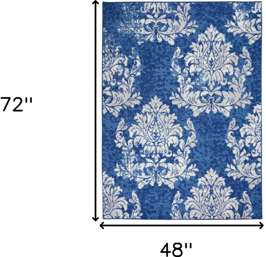 Blue And Ivory Floral Dhurrie Area Rug Photo 5