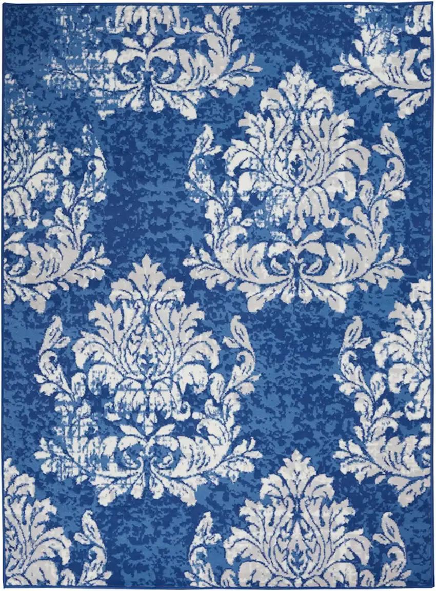 Blue And Ivory Floral Dhurrie Area Rug Photo 2