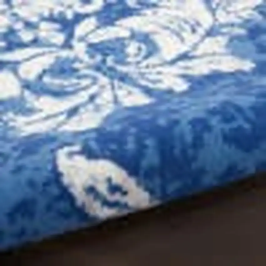 Navy and Ivory Damask Area Rug Photo 2