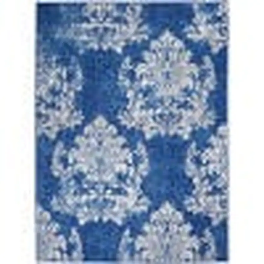 Navy and Ivory Damask Area Rug Photo 1