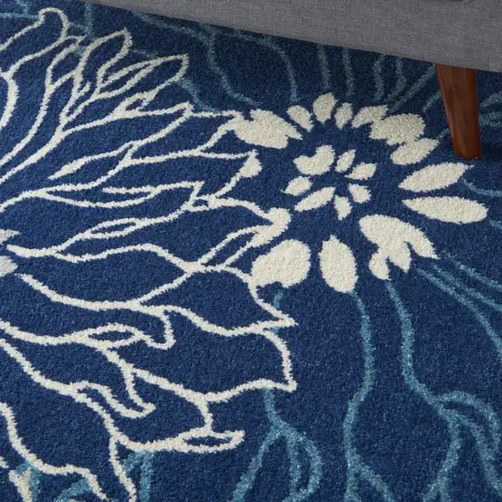 Blue And Ivory Floral Area Rug Photo 8
