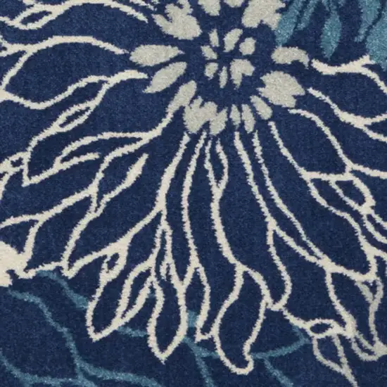 Blue And Ivory Floral Area Rug Photo 3