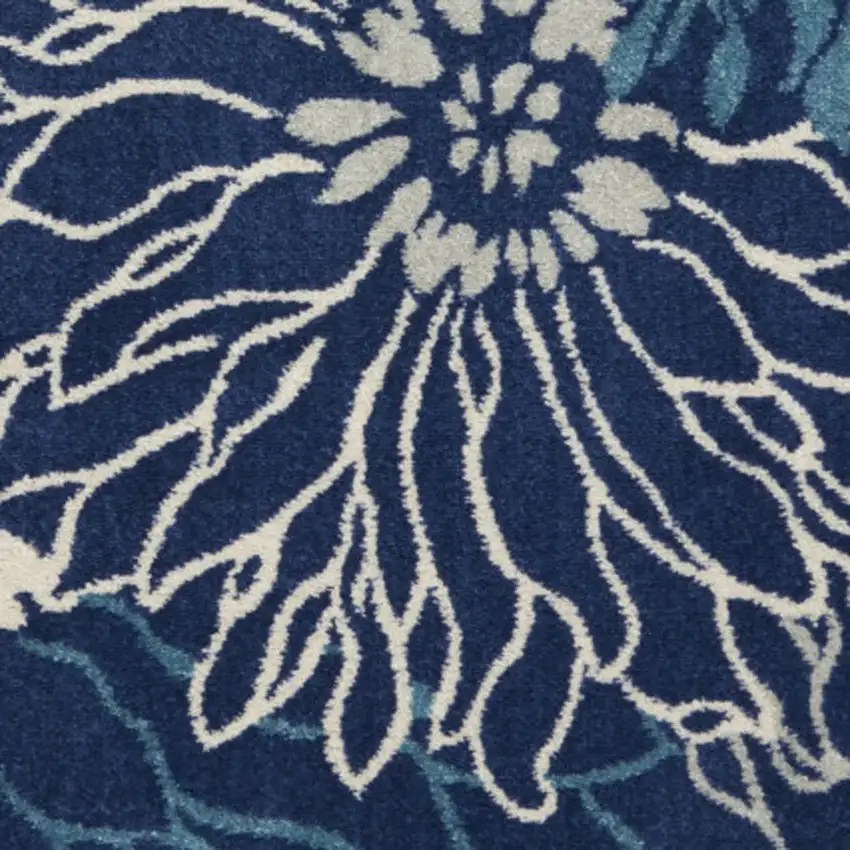 Blue And Ivory Floral Area Rug Photo 3