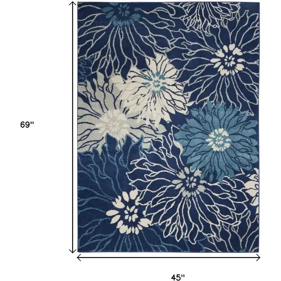 Blue And Ivory Floral Area Rug Photo 6
