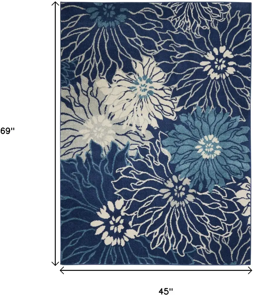Blue And Ivory Floral Area Rug Photo 6