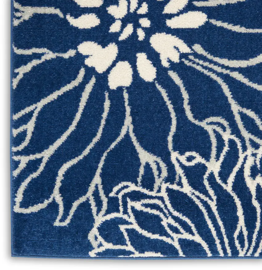 Blue And Ivory Floral Area Rug Photo 9