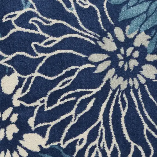 Blue And Ivory Floral Area Rug Photo 7