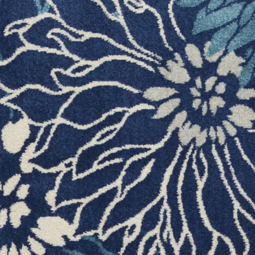 Blue And Ivory Floral Area Rug Photo 7