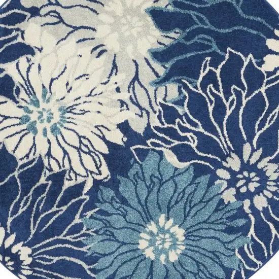 Navy and Ivory Floral Area Rug Photo 11