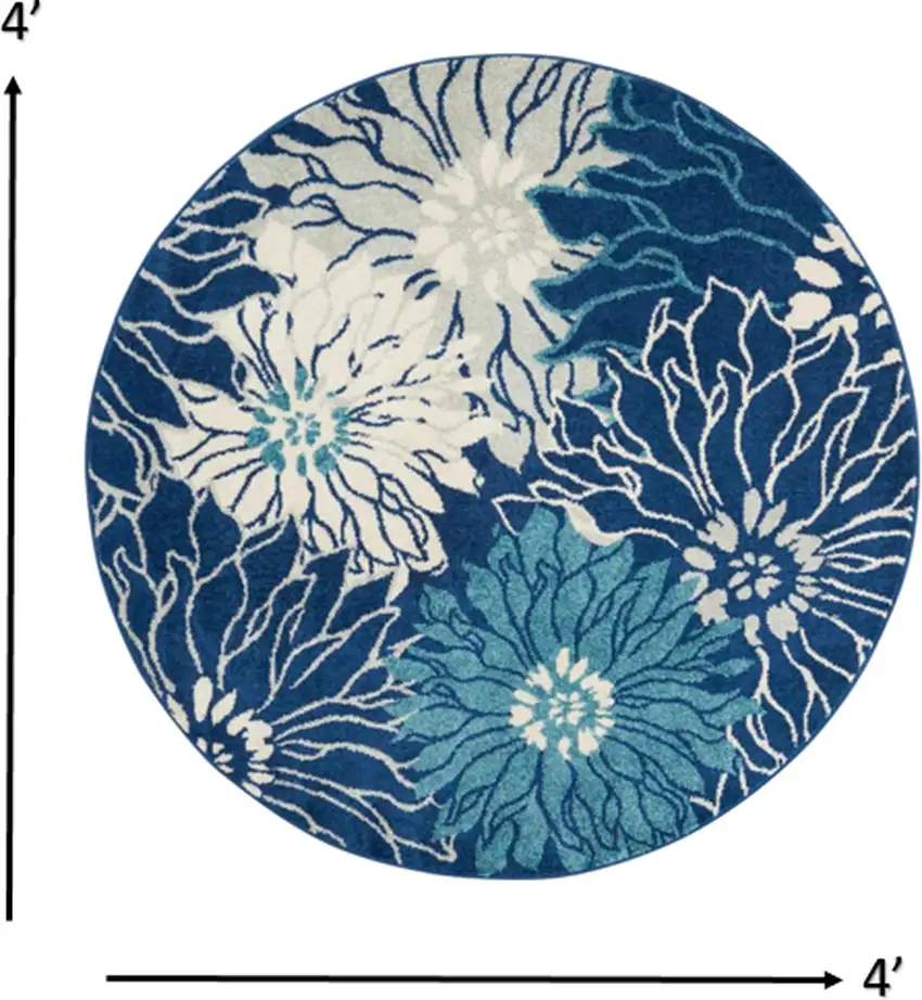 Navy and Ivory Floral Area Rug Photo 8