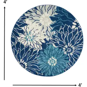 Photo of Navy and Ivory Floral Area Rug