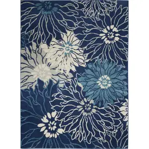 Photo of Navy and Ivory Floral Area Rug