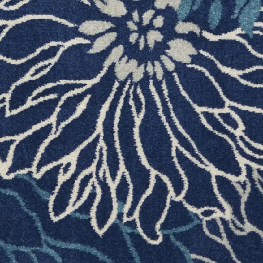 Blue And Ivory Floral Area Rug Photo 5