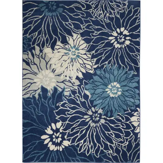 Blue And Ivory Floral Area Rug Photo 9