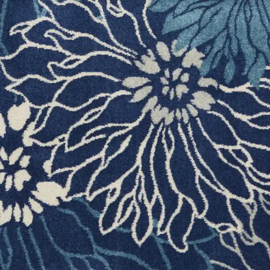 Blue And Ivory Floral Area Rug Photo 7