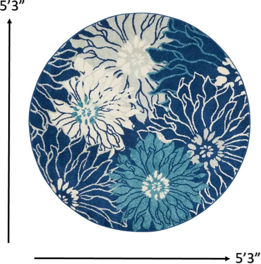 Navy and Ivory Floral Area Rug Photo 8