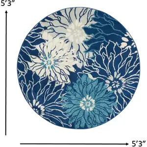 Photo of Navy and Ivory Floral Area Rug