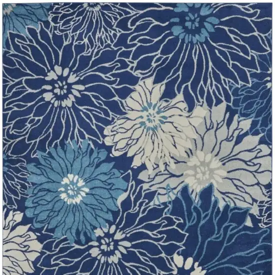 Blue And Ivory Floral Area Rug Photo 6