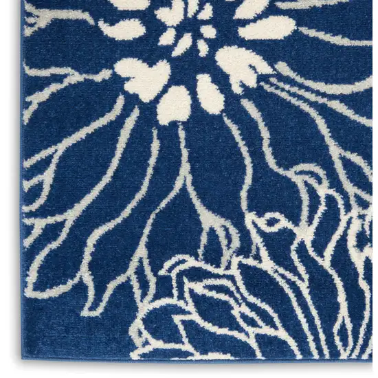 Blue And Ivory Floral Area Rug Photo 8