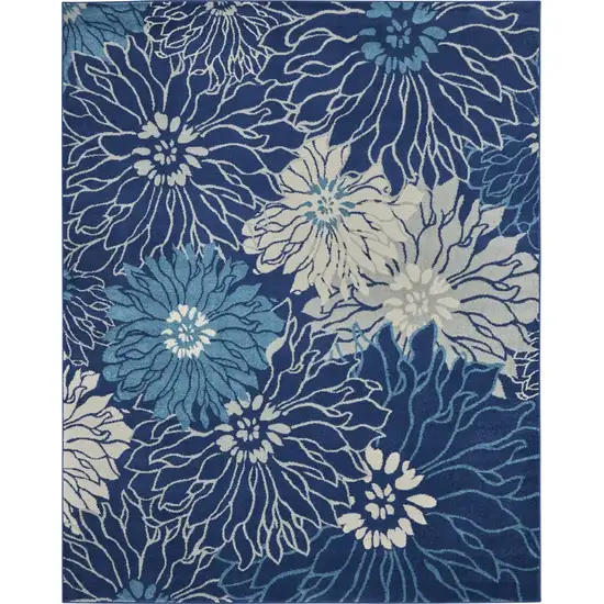 Blue And Ivory Floral Area Rug Photo 9