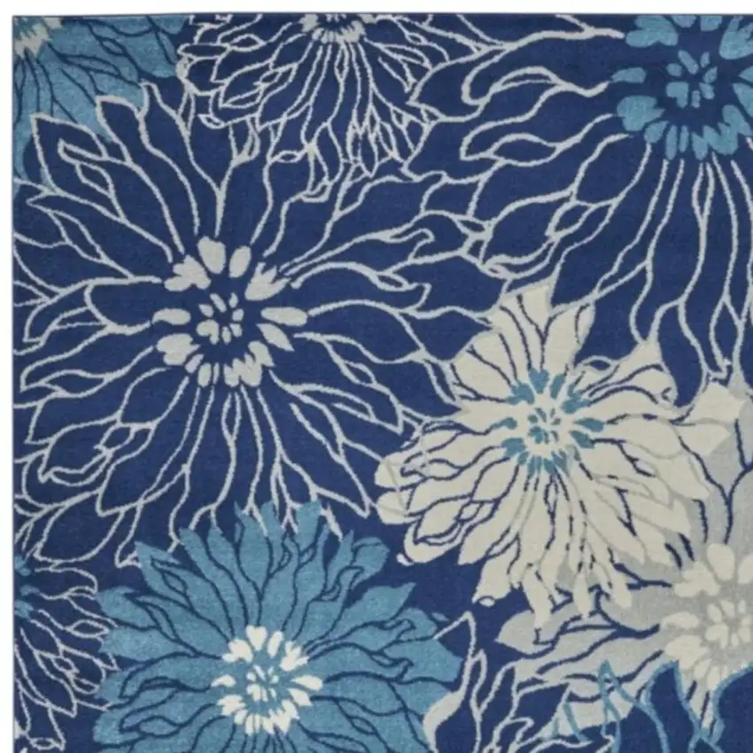 Blue And Ivory Floral Area Rug Photo 1