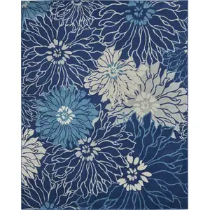 Photo of Navy and Ivory Floral Area Rug
