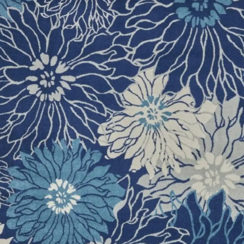 Blue And Ivory Floral Area Rug Photo 1