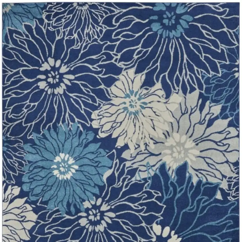 Blue And Ivory Floral Area Rug Photo 7