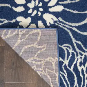Photo of Navy and Ivory Floral Area Rug