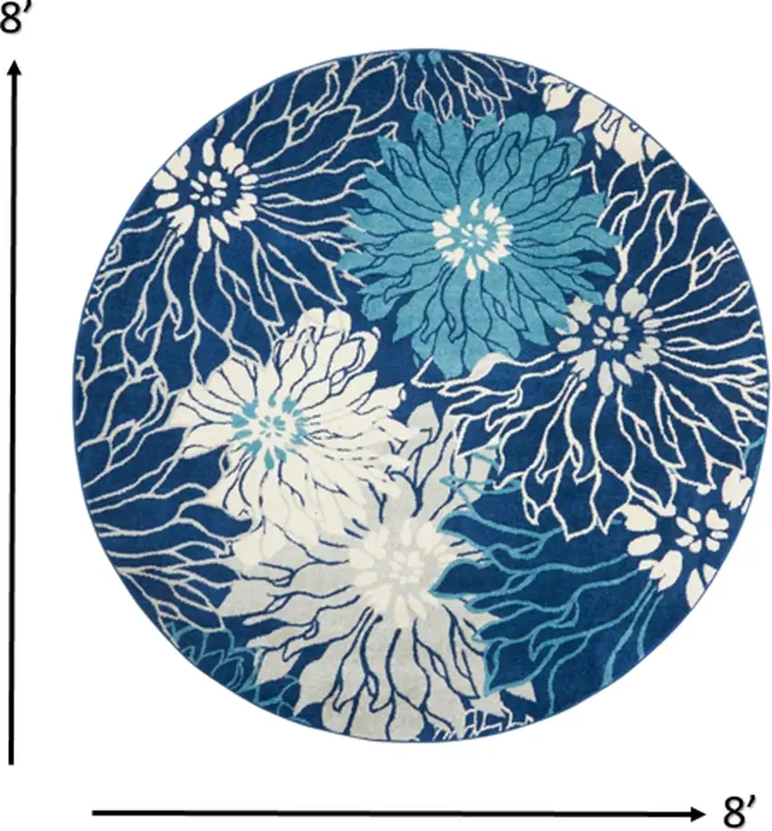 Navy and Ivory Floral Area Rug Photo 8