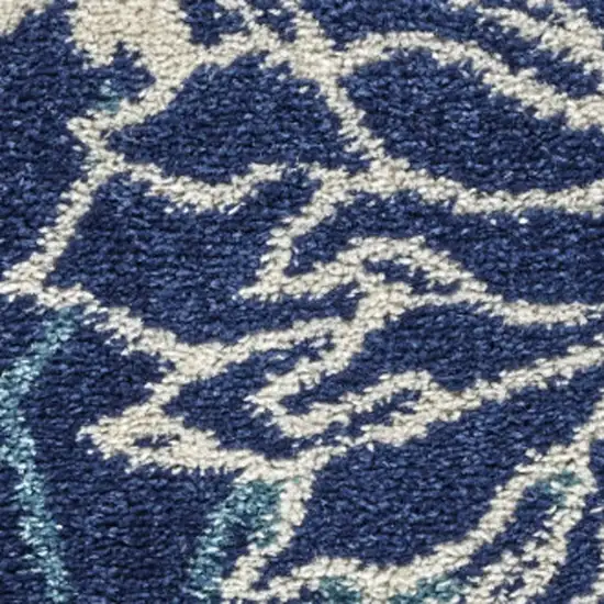 Blue And Ivory Floral Area Rug Photo 4