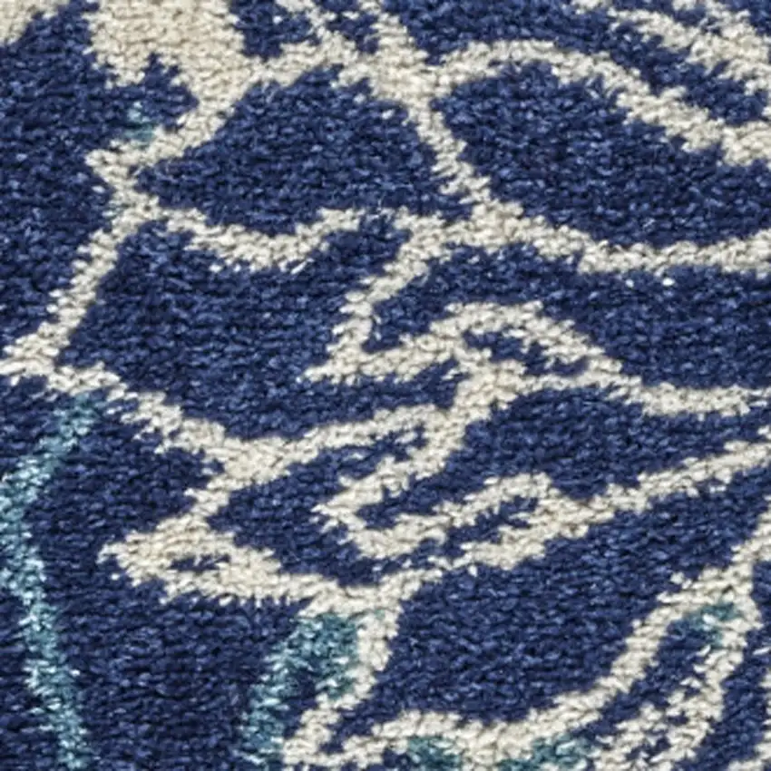 Blue And Ivory Floral Area Rug Photo 4