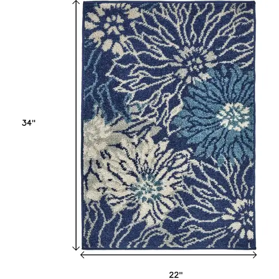 Blue And Ivory Floral Area Rug Photo 5