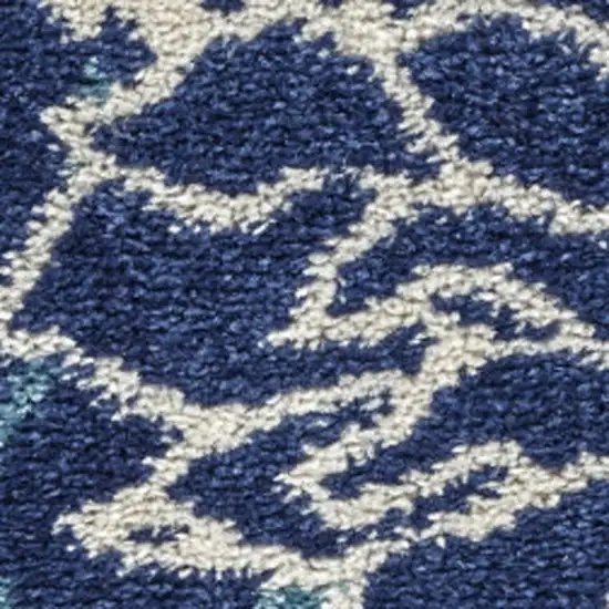 Blue And Ivory Floral Area Rug Photo 3