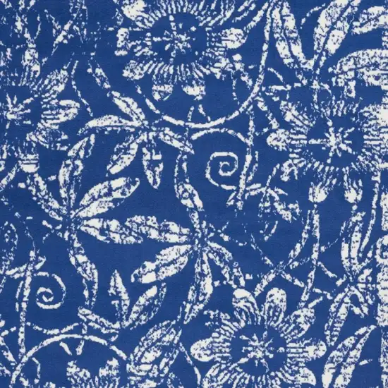 Ivory And Blue Floral Vines Distressed Area Rug Photo 4