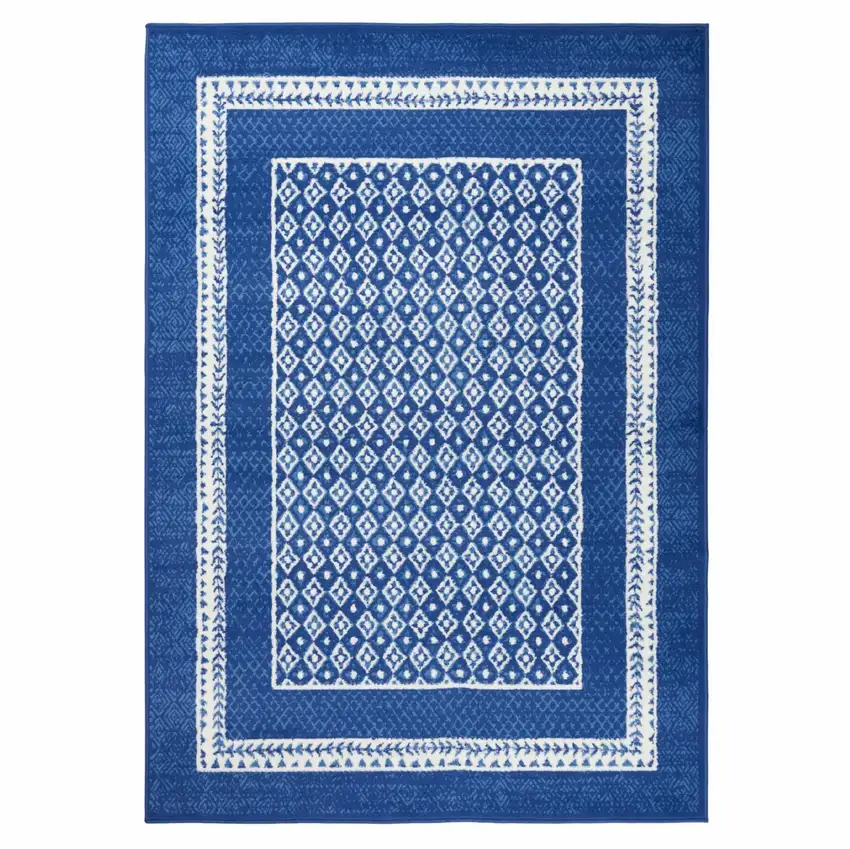 Navy and Ivory Geometric Area Rug Photo 9