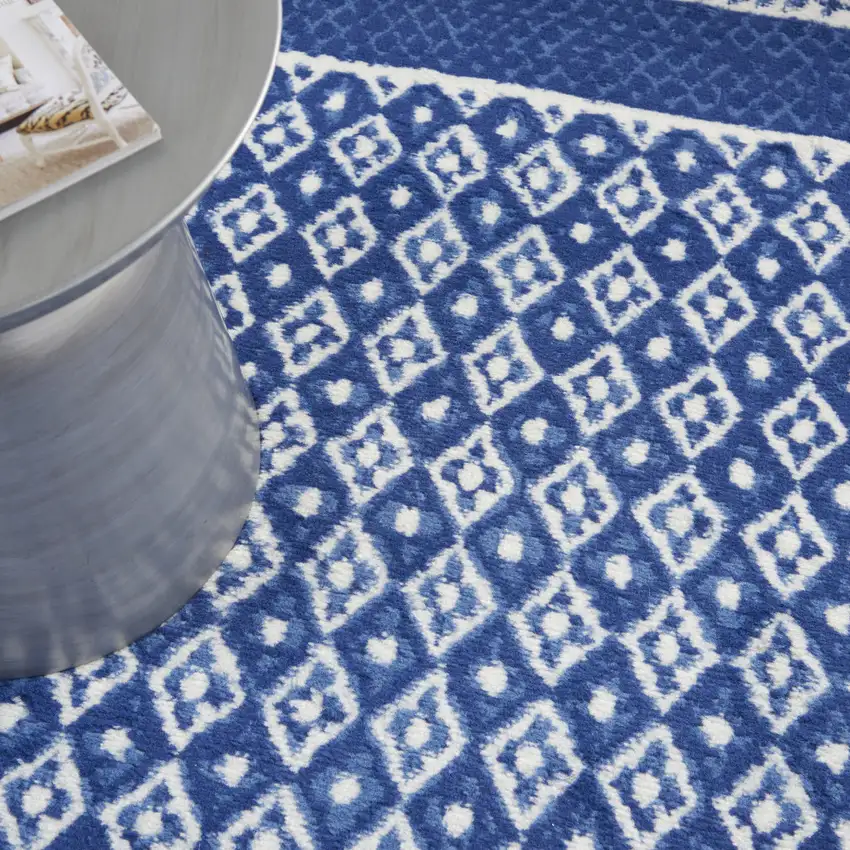 Blue And White Geometric Area Rug Photo 9