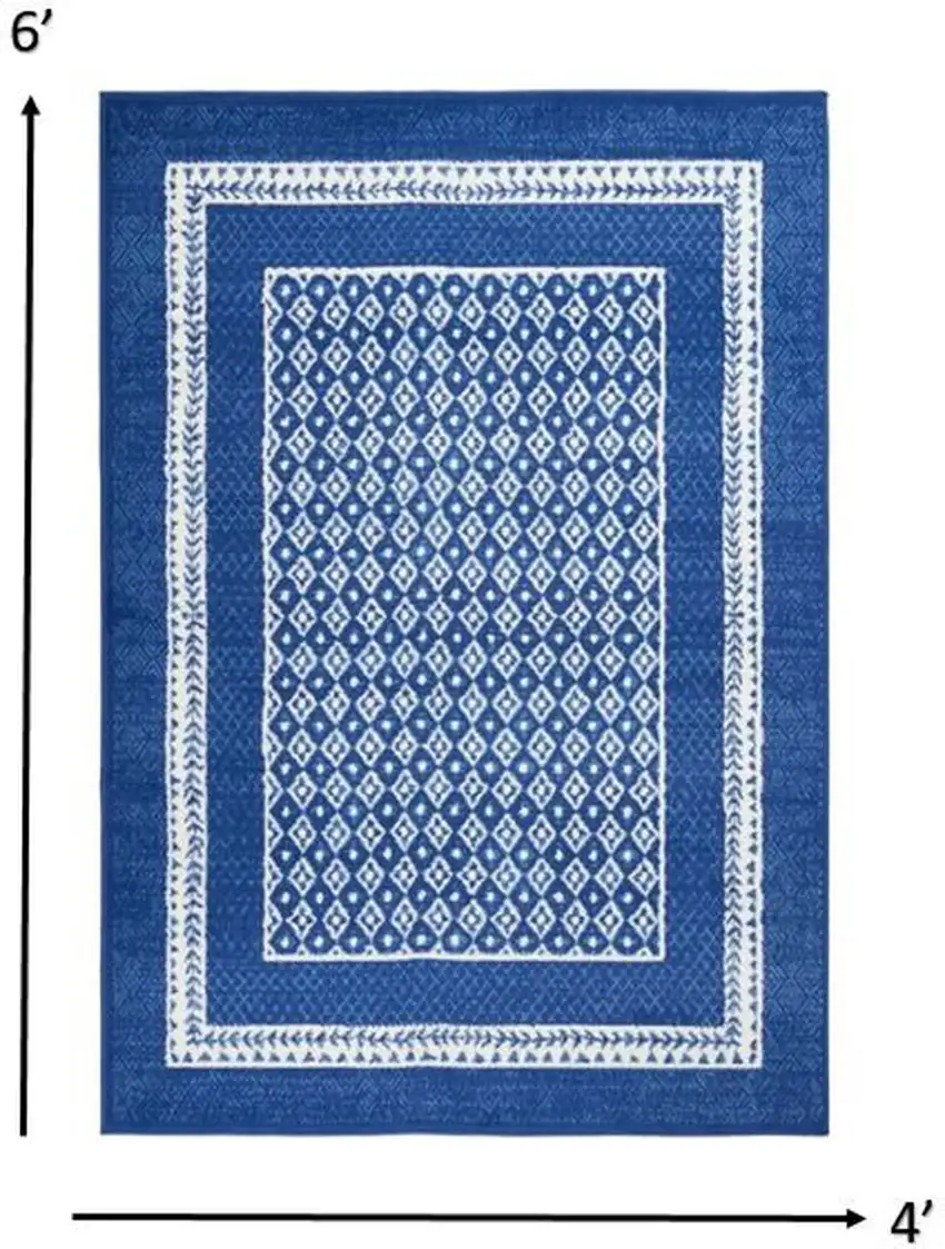 Navy and Ivory Geometric Area Rug Photo 1