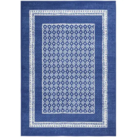 Blue And White Geometric Area Rug Photo 8