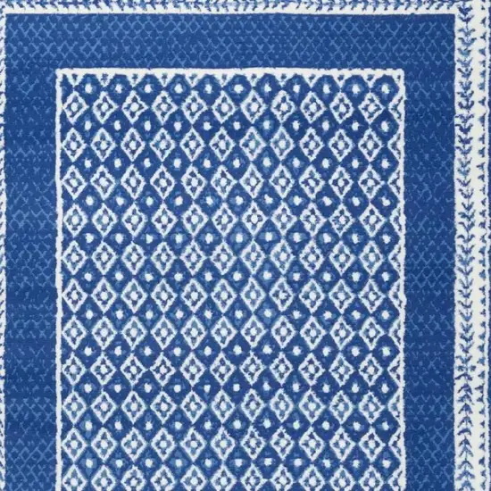 Blue And White Geometric Area Rug Photo 3