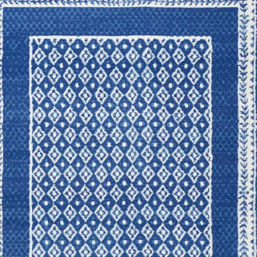 Blue And White Geometric Area Rug Photo 3